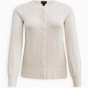 Torrid Ivory Sweater Cardigan Button Front Pointelle Lightweight  Plus Size 3